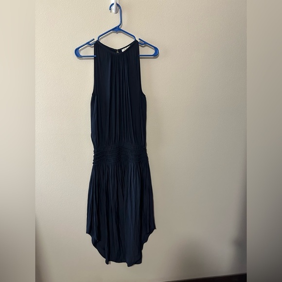 Ramy Brook Audrey Smocked Midi Dress Navy sleeveless current style sz M A0117302 - Picture 4 of 5